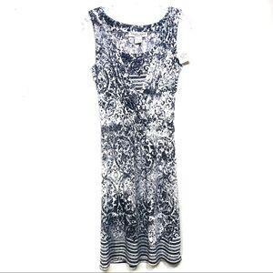 Studio West Apparel black‎ gray white sleeveless dress small NWT